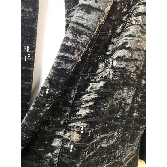 Frank Lyman Black Velvet Sequined Cardigan Size 14 Glitter Event Whimsigoth Goth - Picture 9 of 14